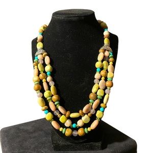 Carolyn Pollack Relios Vintage Sterling Silver Semi Precious Gems Necklace 150g